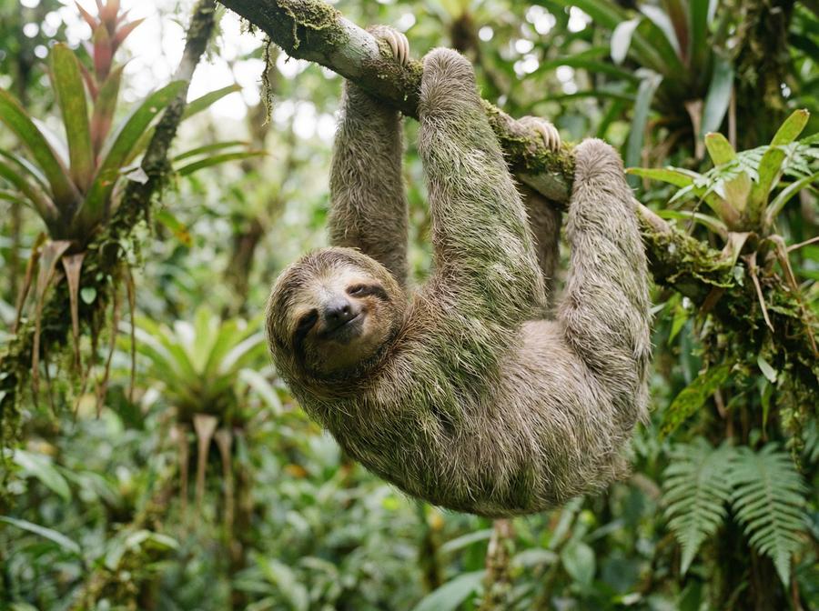 抖阴树懒视频演示 三趾树懒热带雨林生活写真
